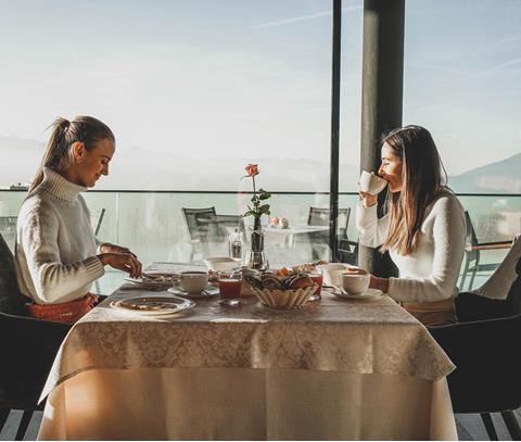 Breakfast with view on the Dolomites